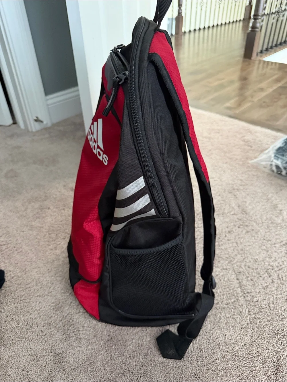 adidas stadium 3 Red and Black Soccer Backpack with Reflective Stripes